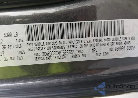 2017 Dodge Journey Sxt z USA, uszkodzony, nr VIN 3C4PDCBBXHT529327